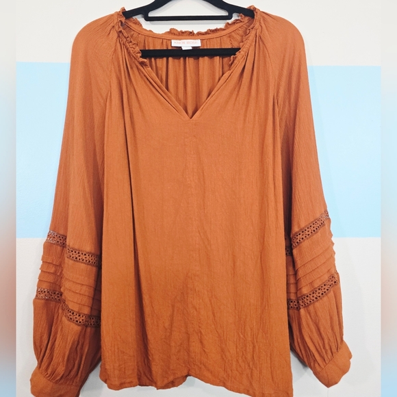 Knox Rose Boho Terracotta Blouse - Picture 2 of 7
